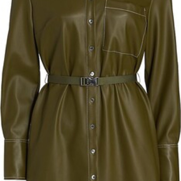 STAUD Lynn Belted Faux Leather Shirtdress  Sz SMALL - Picture 7 of 7